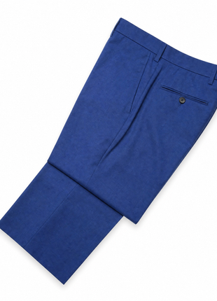 Boss Heather Blue Slim Fit Notch Lapel Super 120 Wool Stretch 2 Button Suit 46R