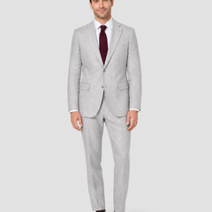 Alberto Nardoni Light Grey Linen Slim Fit  Notch Lapel Two Button  Suit - The Suit Depot
