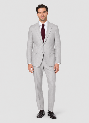 Alberto Nardoni Light Grey Linen Slim Fit  Notch Lapel Two Button  Suit - The Suit Depot