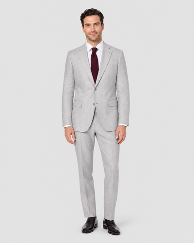Alberto Nardoni Light Grey Linen Slim Fit  Notch Lapel Two Button  Suit