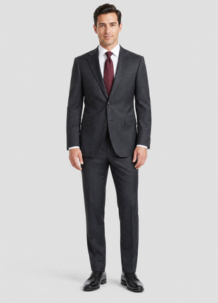 Arthur Black Black Wool Slim Fit Notch Lapel 2-Button Suit - The Suit Depot