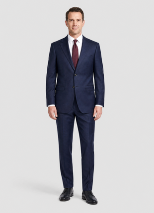 Centrion Navy Blue Slim Fit Notch Lapel Wool 2-Button Suit