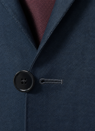 Ermenegildo Zegna Trofeo Mens Blue Textured Peak Lapel Slim Fit 2-Button Wool Mohair Suit - 40L