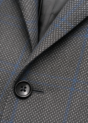 Canali Kei Charcoal Grey & Blue Modern Fit Notch Lapel Wool Silk 2-Button Sport Coat 40R