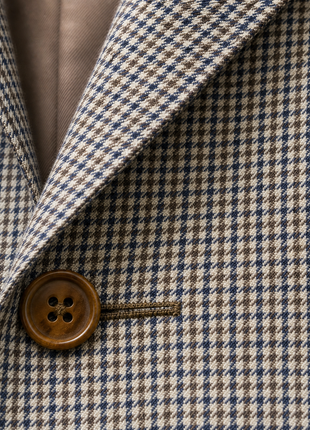 Canali Tan Houndstooth Classic Fit Notch Lapel Wool 2-Button Sport Coat 48L