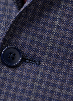 Canali Steel Blue Glen Check Modern Fit Notch Lapel Wool 2 Button Sport Coat 50R