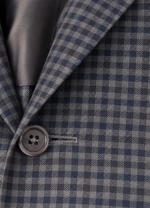 Canali Medium Gray Micro Check Modern Fit Notch Lapel Wool 2-Button Sport Coat 42R
