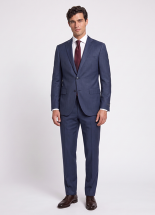 Pal Zileri Blue Textured Notch Lapel Classic Fit 2-button Wool Suit - 42L