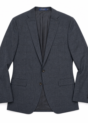 Polo Ralph Lauren Mens Charcoal Glen Plaid Notch Lapel Custom Fit 2-Button Stretch Wool Suit - 40L