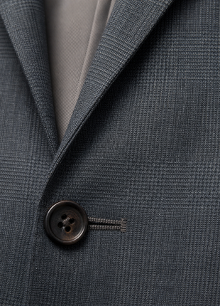Polo Ralph Lauren Mens Charcoal Glen Plaid Notch Lapel Custom Fit 2-Button Stretch Wool Suit - 40L