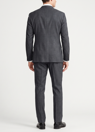Polo Ralph Lauren Mens Charcoal Glen Plaid Notch Lapel Custom Fit 2-Button Stretch Wool Suit - 40L