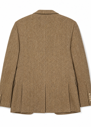 Polo Ralph Lauren Mens Light Brown Twill Tweed Notch Lapel Custom Fit 3-Piece Linen Wool Suit - 40L