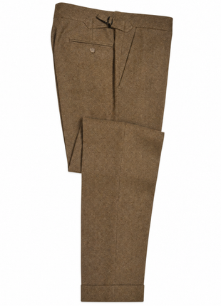 Polo Ralph Lauren Mens Light Brown Twill Tweed Notch Lapel Custom Fit 3-Piece Linen Wool Suit - 40L