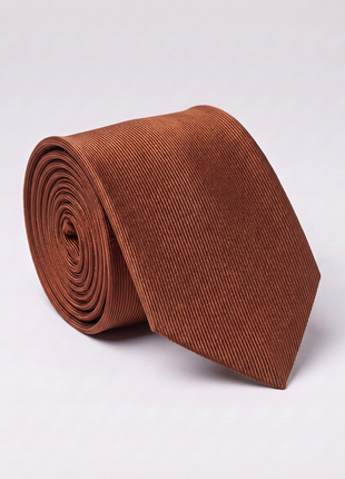 Letteriello Fine Ribbed Copper Brown Italian Silk Neck Tie