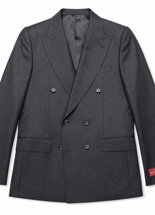 Mazara Mens Solid Black Slim Fit Double Breasted Wool Blend Suit