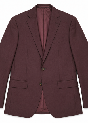 Tovaglia Mens Solid Dark Burgundy Classic Fit Peak Lapel Wool 3 Piece Suit