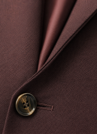 Tovaglia Mens Solid Dark Burgundy Classic Fit Peak Lapel Wool 3 Piece Suit