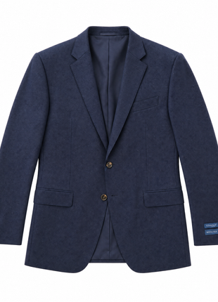 Tovaglia Mens Medium Blue Weave Notch Lapel Wool Silk Blend 2-Button Suit