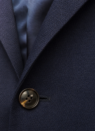 Tovaglia Mens Medium Blue Weave Notch Lapel Wool Silk Blend 2-Button Suit
