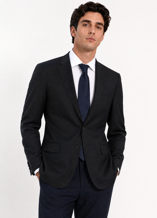 Sartoria Mazara Mens Black Weave Slim Fit 100% Wool Blazer Sportcoat
