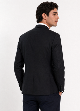 Sartoria Mazara Mens Black Weave Slim Fit 100% Wool Blazer Sportcoat