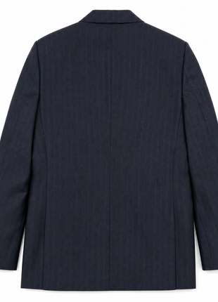 Mazara Mens Dark Navy Pinstriped Slim Fit Notch Lapels Wool 2-Button Suit