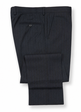 Mazara Mens Dark Navy Pinstriped Slim Fit Notch Lapels Wool 2-Button Suit