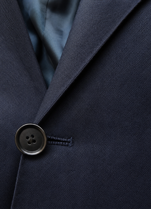 Mazara Mens Solid Navy Slim Fit Notch Lapel Wool Cashmere Blend 2-Button Suit