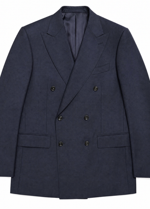 Tovaglia Mens Solid Navy Slim Fit Double Breasted Wool Cashmere Blend Suit