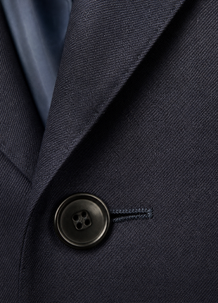 Tovaglia Mens Solid Navy Slim Fit Double Breasted Wool Cashmere Blend Suit