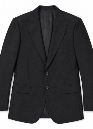 Tovaglia Slim Fit Peak Lapel Solid Black Wool Cashmere Blend Suit
