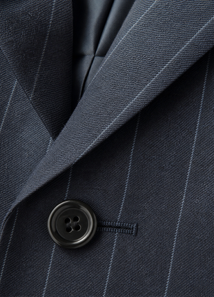 Tovaglia Mens Blue Pinstriped Slim Fit 100% Wool Double Breasted 2 Piece Suit