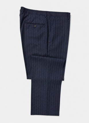 Tovaglia Mens Blue Pinstriped Slim Fit 100% Wool Double Breasted 2 Piece Suit