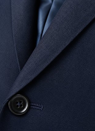 Tovaglia Mens Dark Navy Tonal Check Slim Fit  Notch Lapel Wool 2-Button Suit