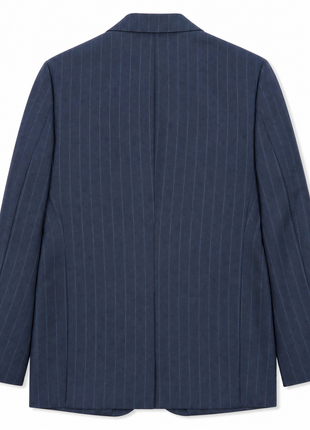 Mazara Mens Blue Pinstriped Slim Fit Peak Lapel Wool Blend 2-Button Suit