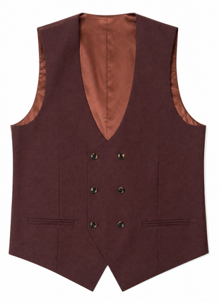 Tovaglia Mens Solid Dark Burgundy Slim Fit Peak Lapel Wool 3 Piece Suit