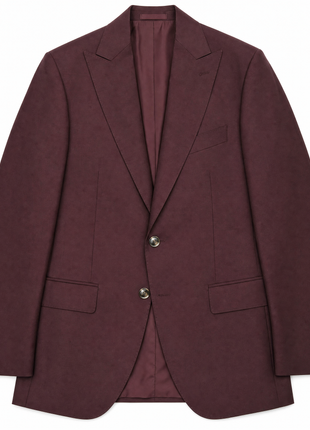 Tovaglia Mens Solid Dark Burgundy Slim Fit Peak Lapel Wool 3 Piece Suit