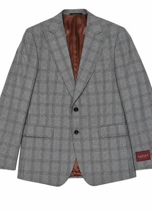 Mazara Mens Black & White Plaid Slim Fit Peak Lapels 3-Piece Wool Suit