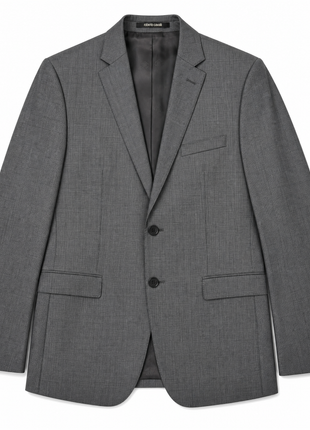 Class Roberto Cavalli Mens Gray Birdseye Notch Lapel Classic Fit 2-button Wool Blend Suit - 44L