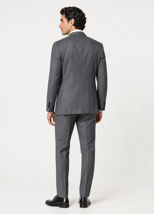 Class Roberto Cavalli Mens Gray Birdseye Notch Lapel Classic Fit 2-button Wool Blend Suit - 44L