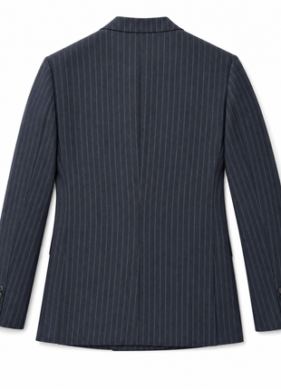 Mazara Mens Navy Rope Striped Slim Fit Peak Lapel 3-Piece Wool Suit