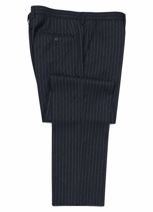 Mazara Mens Navy Rope Striped Slim Fit Peak Lapel 3-Piece Wool Suit
