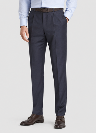 Tovaglia Classic Fit Solid Navy Wool Cashmere Blend Dress Pants