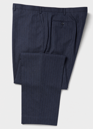 Mazara Mens Dark Navy Pinstriped Classic Fit Wool Dress Pants