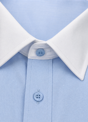 Steven Land Solid Light Blue Contrast Spread Collar Classic Fit French Cuff Cotton Stretch Dress Shirt
