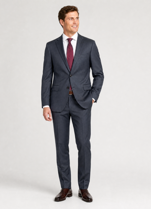 Pal Zileri Mens Dark Charcoal Striped Herringbone Notch Lapel Classic Fit 2-button Wool Suit - 44R