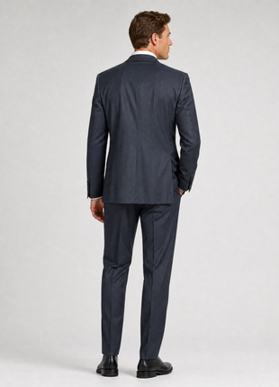 Pal Zileri Mens Dark Charcoal Striped Herringbone Notch Lapel Classic Fit 2-button Wool Suit - 44R
