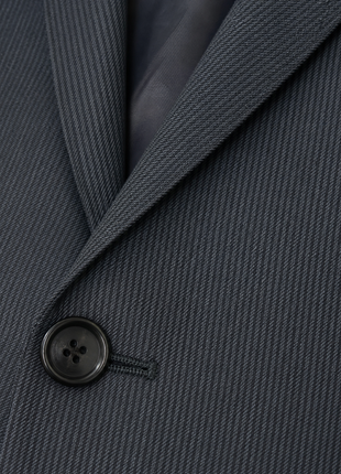 Pal Zileri Mens Dark Charcoal Striped Herringbone Notch Lapel Classic Fit 2-button Wool Suit - 44R
