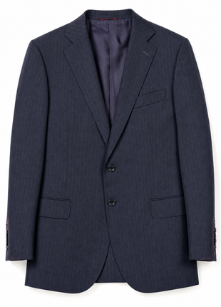 Isaia Mens Dark Blue Shadow Stripe Notch Lapel Classic Fit 2-button Wool Suit - 38R