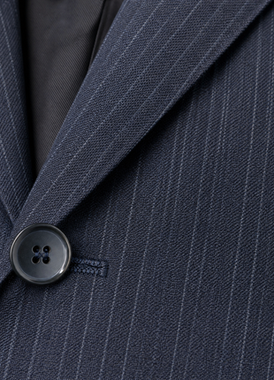 Isaia Mens Dark Blue Shadow Stripe Notch Lapel Classic Fit 2-button Wool Suit - 38R